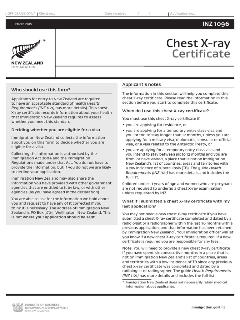 INZ 1096 _ Chest Xray Certificate(INZ 1096) _ March 2015 Identity