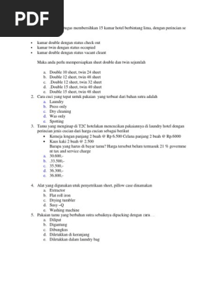 Soal Laoundry Pilihan Ganda Pdf