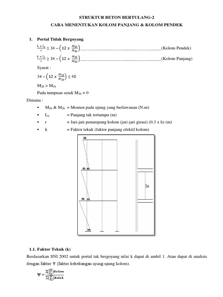 Cara Menentukan Kolom Panjang &amp; Kolom Pendek