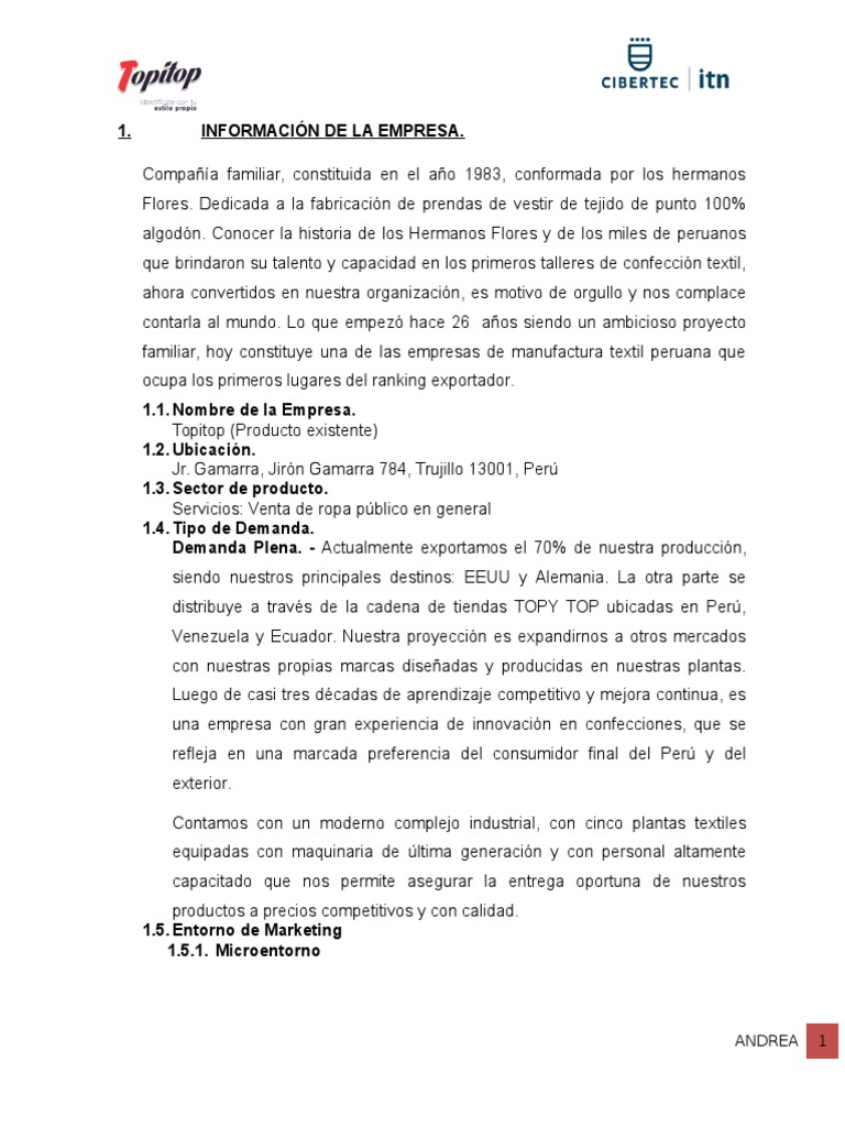 Historia y Misión de Topitop Perú | PDF | Algodón | Industria textil