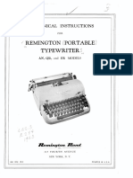 Mechanical Instructions Remington Portable Typewriters 1953