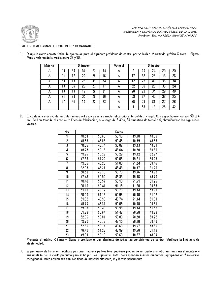 5 6taller Graficos de Control Por Variables Probabilidad