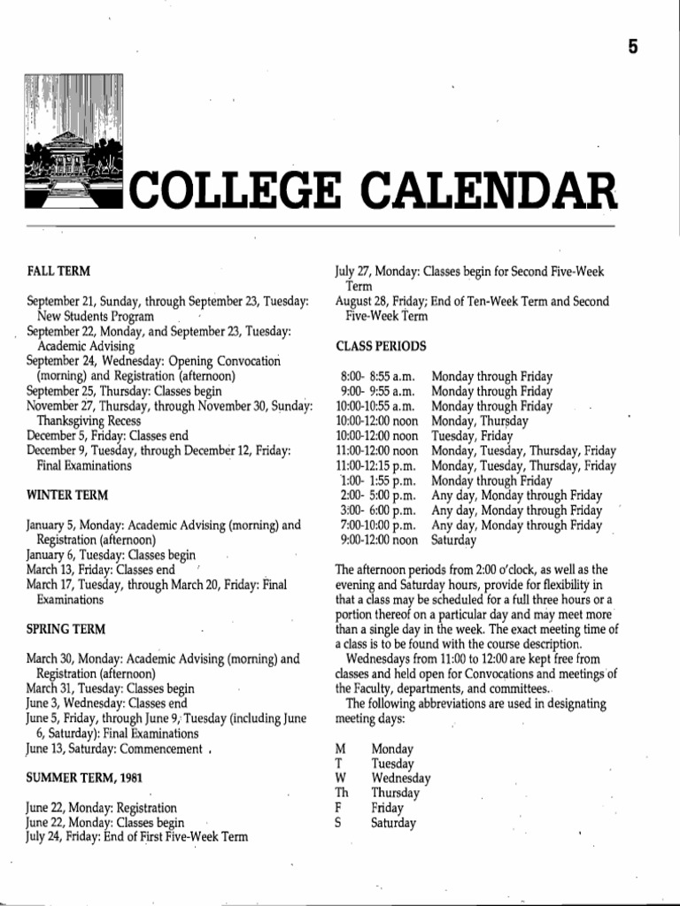 Oxy Academic Calendar Customize and Print