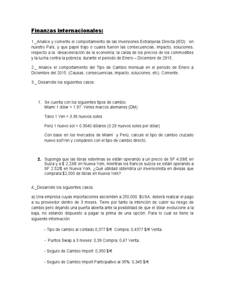 Tipos de Cambio y Finanzas Internacionales | PDF | Coca Cola | Tipo de ...