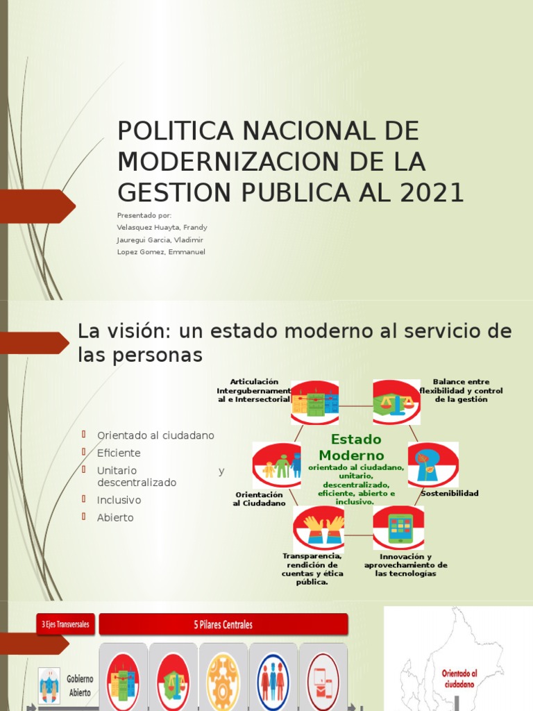 Politica Nacional de Modernizacion de La Gestion Publica | Gobierno E ...