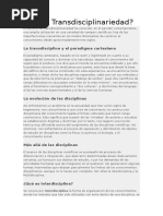 Qué Es Transdisciplinariedad