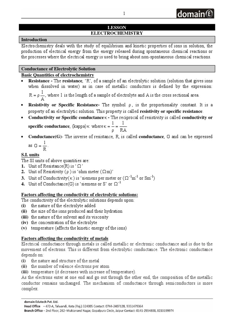 Electro Chemistry | PDF | Electrochemistry | Redox