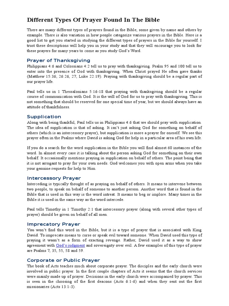 Types of Prayer in the Bible | PDF | Intercession | Prayer