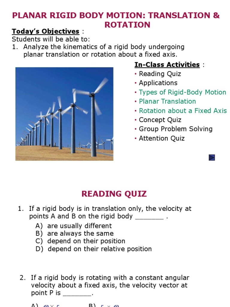 Engineering Students' Kinematics Guide | PDF | Rotation Around A Fixed ...