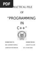 Practical File OF: "Programming IN C++"