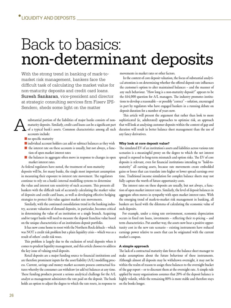 Back To Basics: Non-Determinant Deposits | PDF | Deposit Account | Banks
