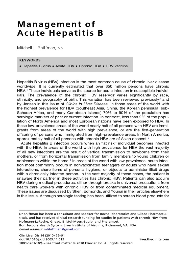 Acute Hepatitis B Management Guide | PDF | Hepatitis B | Hepatitis