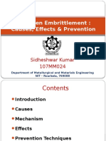 Hydrogen Embrittlement: Causes, Effects & Prevention: Sidheshwar Kumar 107MM024