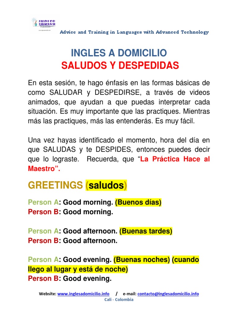 Saludos Y Despedidas En Italiano