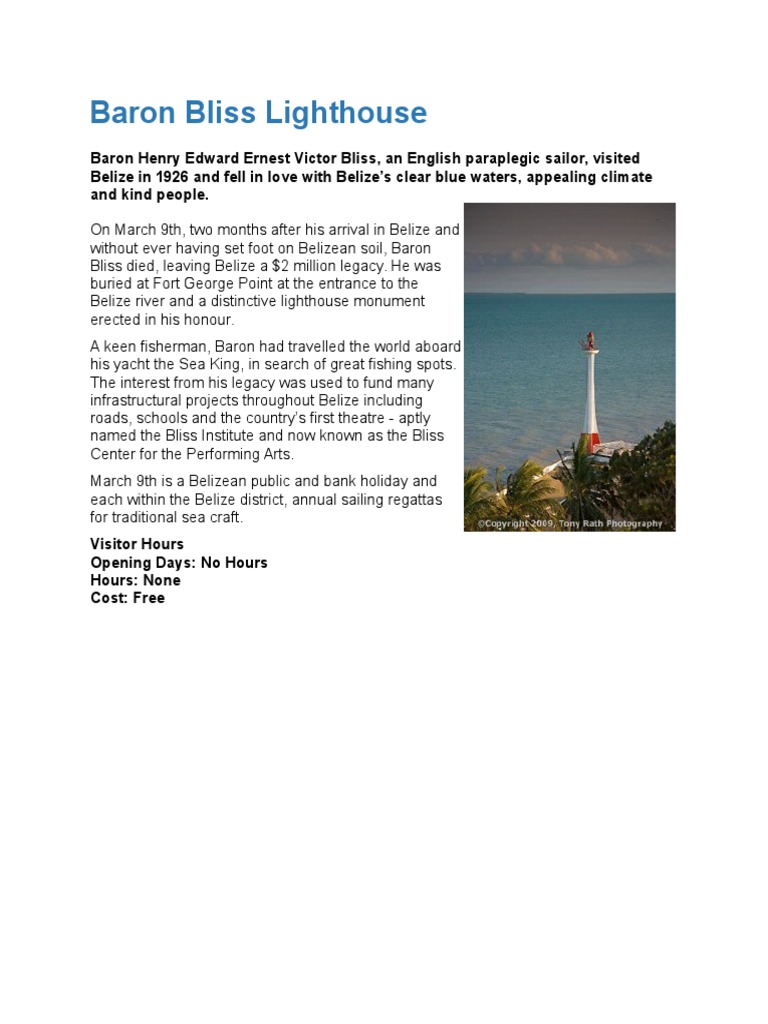 Baron Bliss Lighthouse | PDF | Belize | Library And Museum