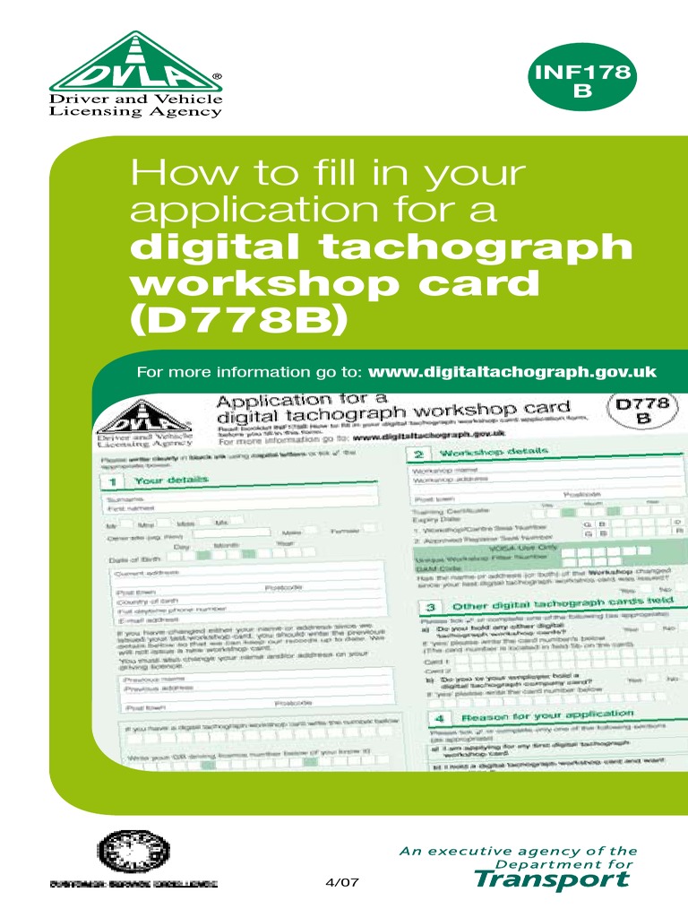 Digital Tachograph Card Appliation Guidance d778b PDF
