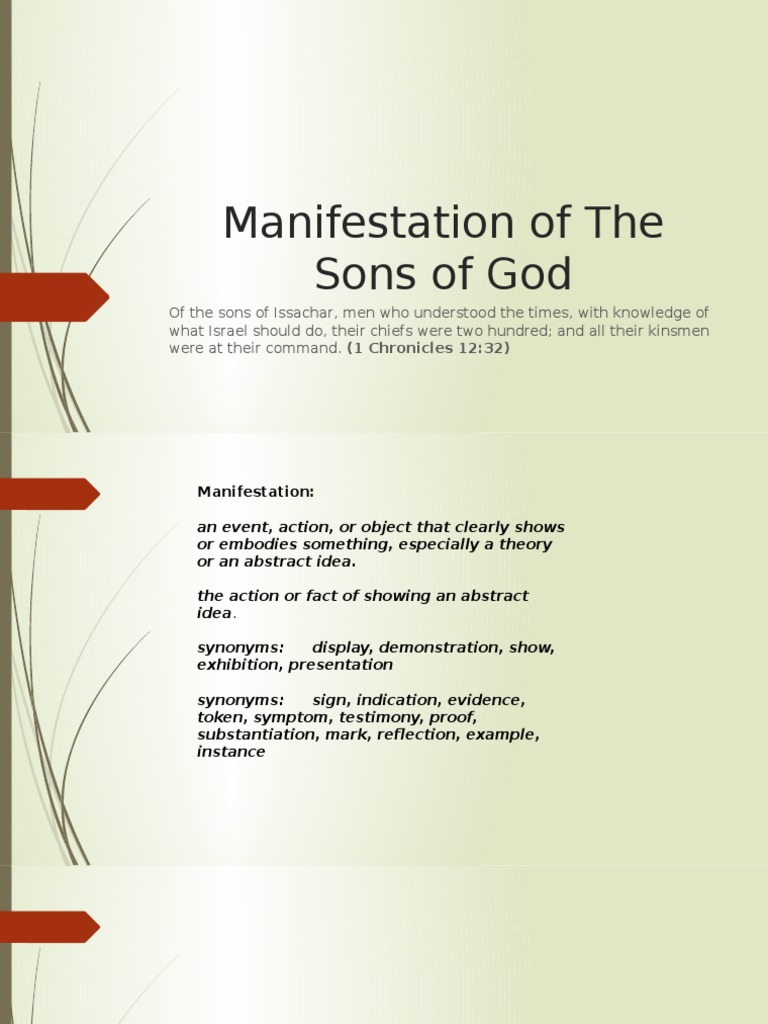 Manifestation Of The Sons Of God Kjv