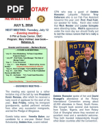 Moraga Rotary Newsletter - July 5 2016