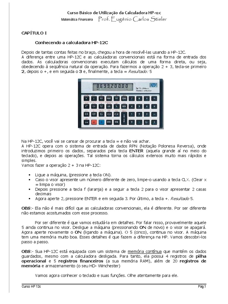 Apostila HP 12c PDF | PDF | Finanças e Administração de Capital