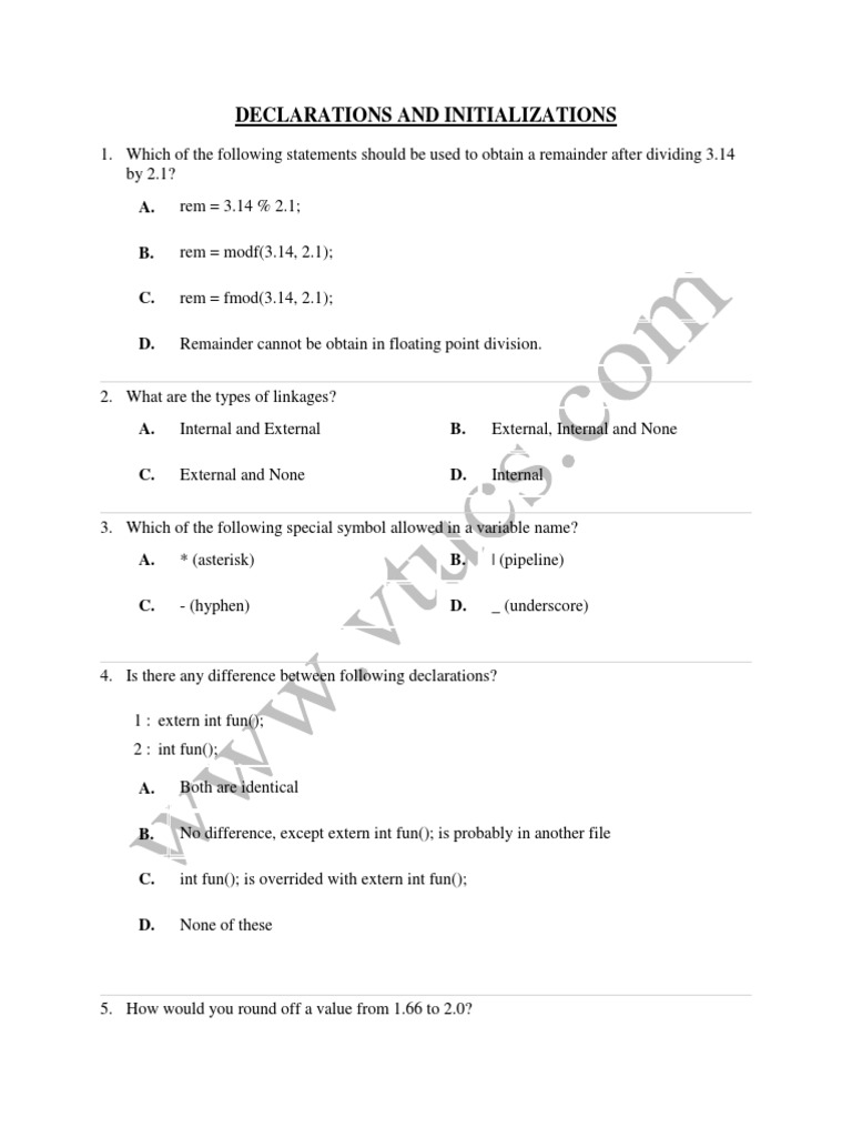 C Programming Questions | PDF | C (Programming Language) | Pointer ...