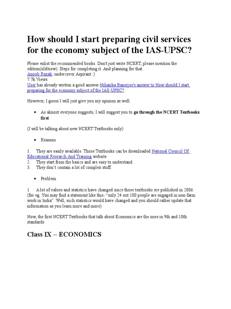 Preparing for UPSC Economy Subject | PDF | Gross Domestic Product ...
