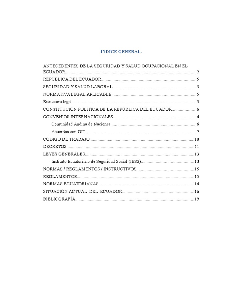 Legislacion Laboral de Seguridad y Salud Ocupacional en El Ecuador ...