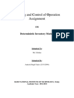Planning and Control of Operation Assignment Submitted by Amitesh Singh Yadav