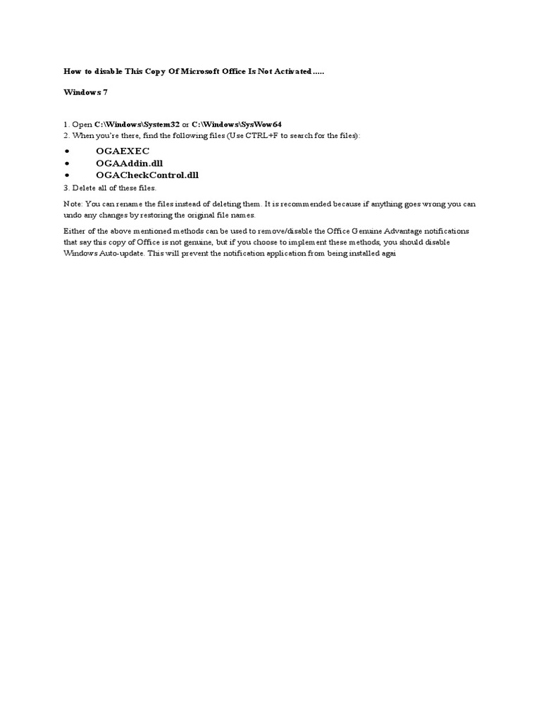 How To Disable This Copy of Microsoft Office Is Not Activated | PDF ...