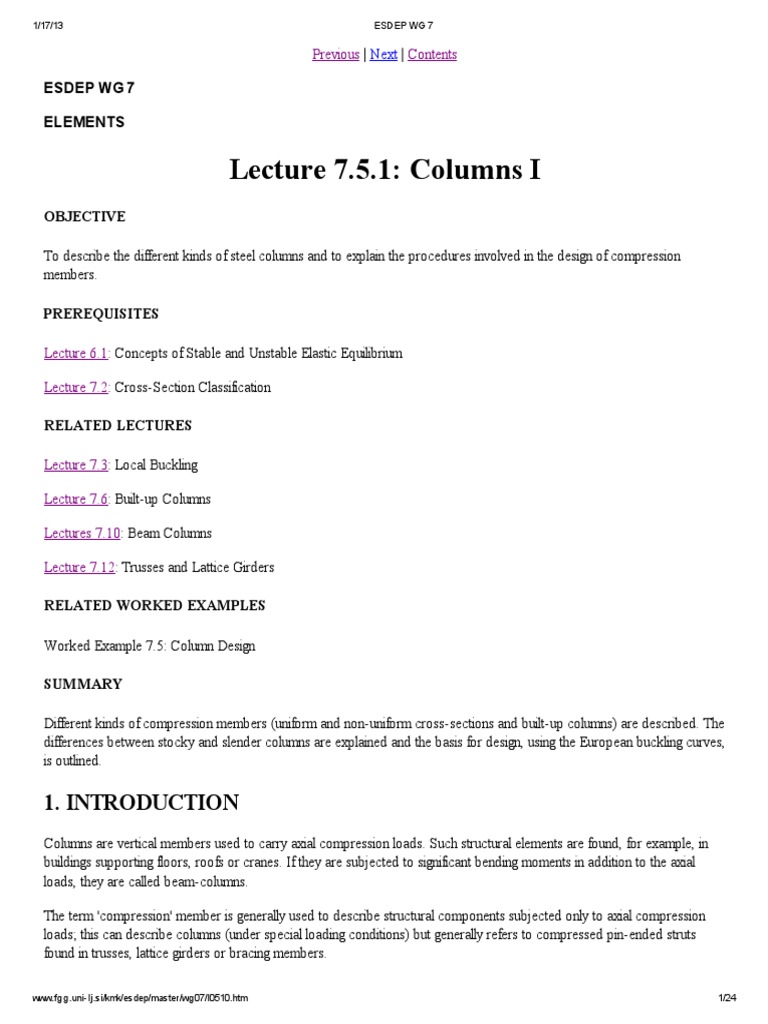 Buckling Behavior of Steel Columns | PDF | Buckling | Column