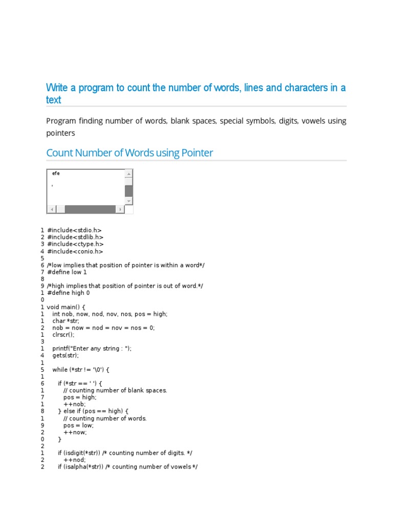 Count Words and Characters in C Program | PDF | Computers