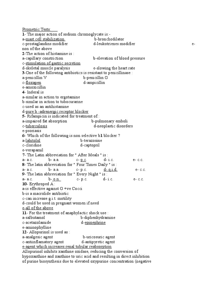 Prometric Exam Review Questions | PDF | Pharmaceutical Drug | Dopamine