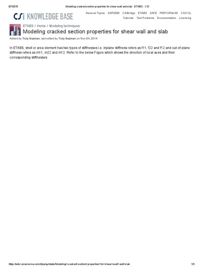 Modeling Cracked Properties in ETABS | PDF | Stiffness | Chemical ...