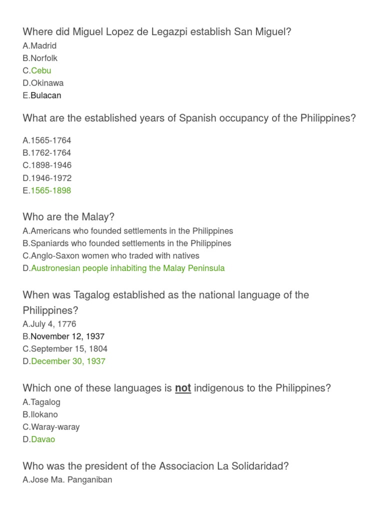 Quiz Bee in Ap PDF Philippines Unrest