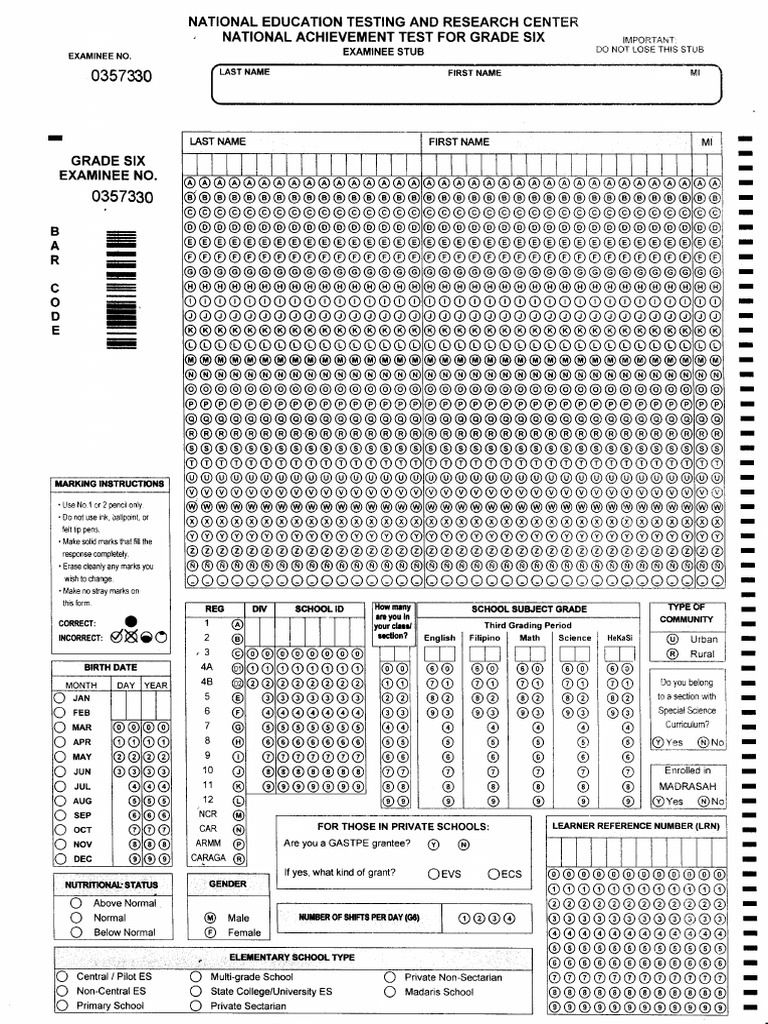 Nat Grade 6 Name Grid