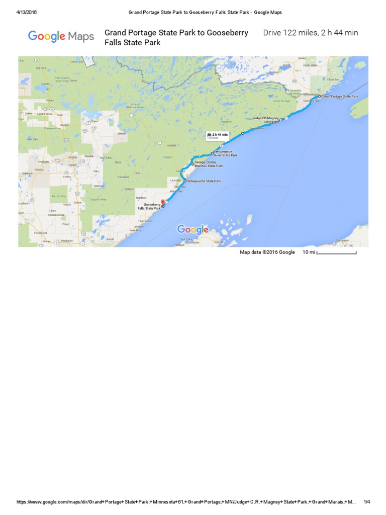 Grand Portage to Gooseberry Falls Map | PDF