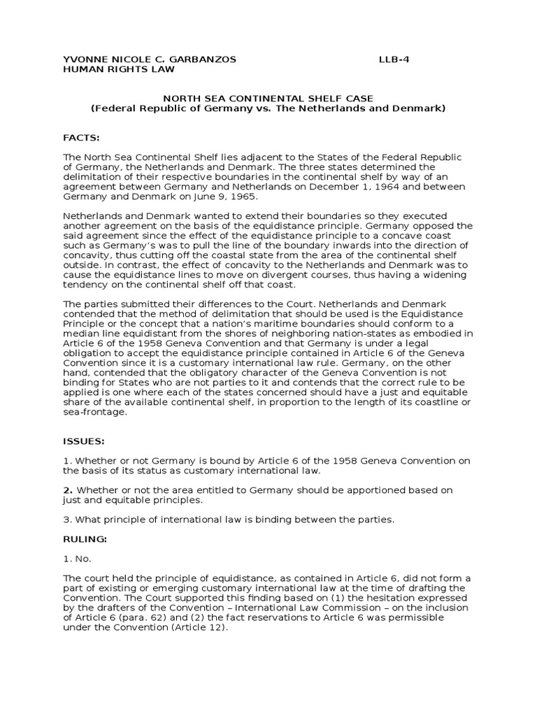North Sea Continental Shelf Case PDF Public International Law International Law