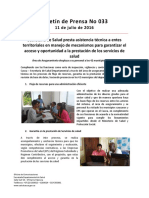 Boletín 033 Secretaría de Salud Presta Asistencia Técnica a Entes Territoriales