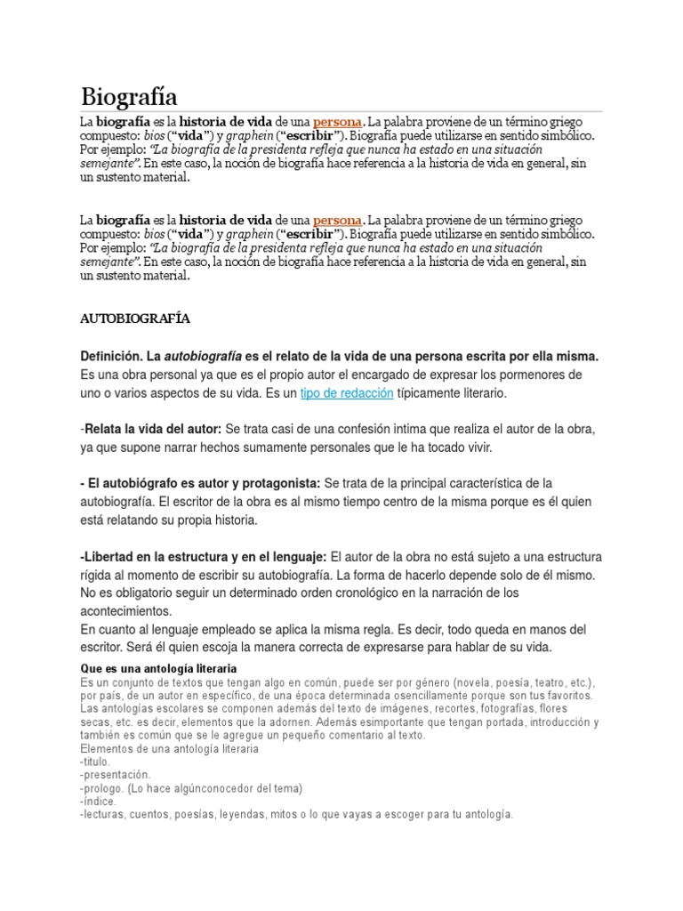 Biografía y Autobiografía: Definiciones Clave | PDF | Trama (narrativa ...