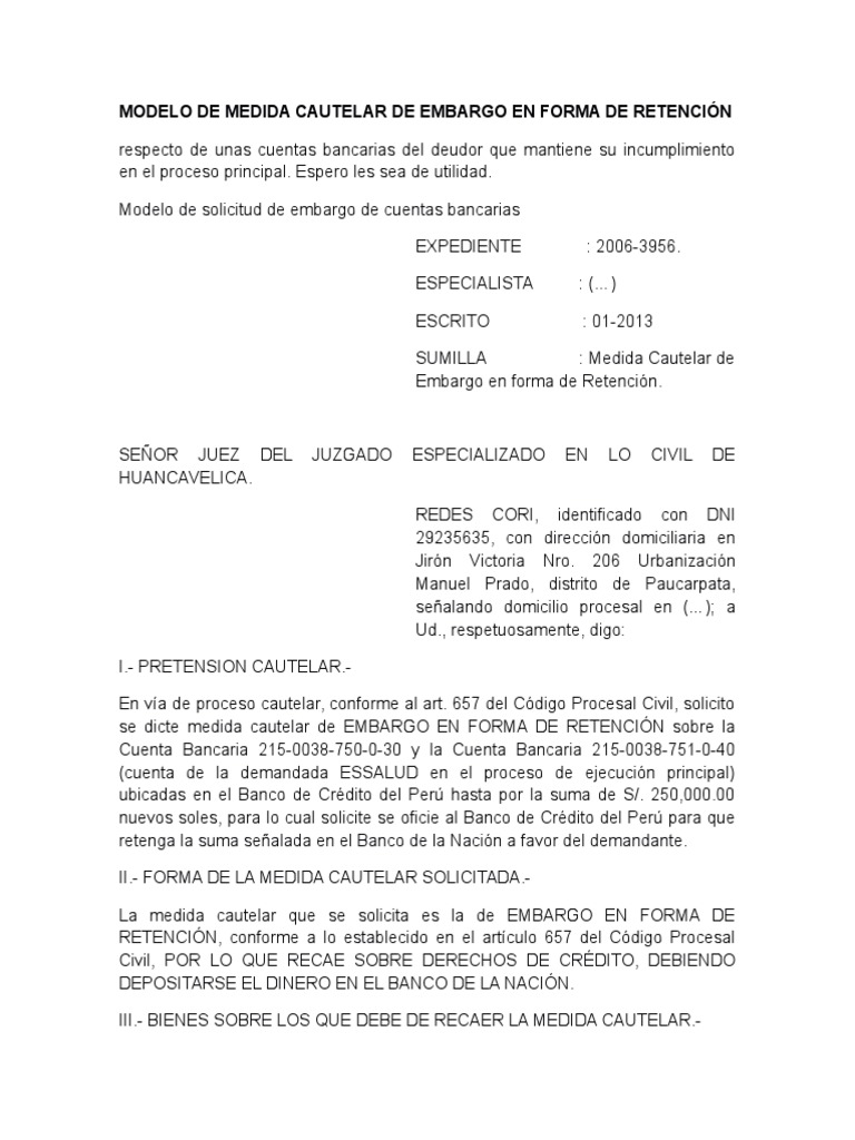 Modelos de Embargo | PDF | Mandato | Pagos