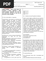 Avaliação de Educação Física- 2º Ano- II Unidade