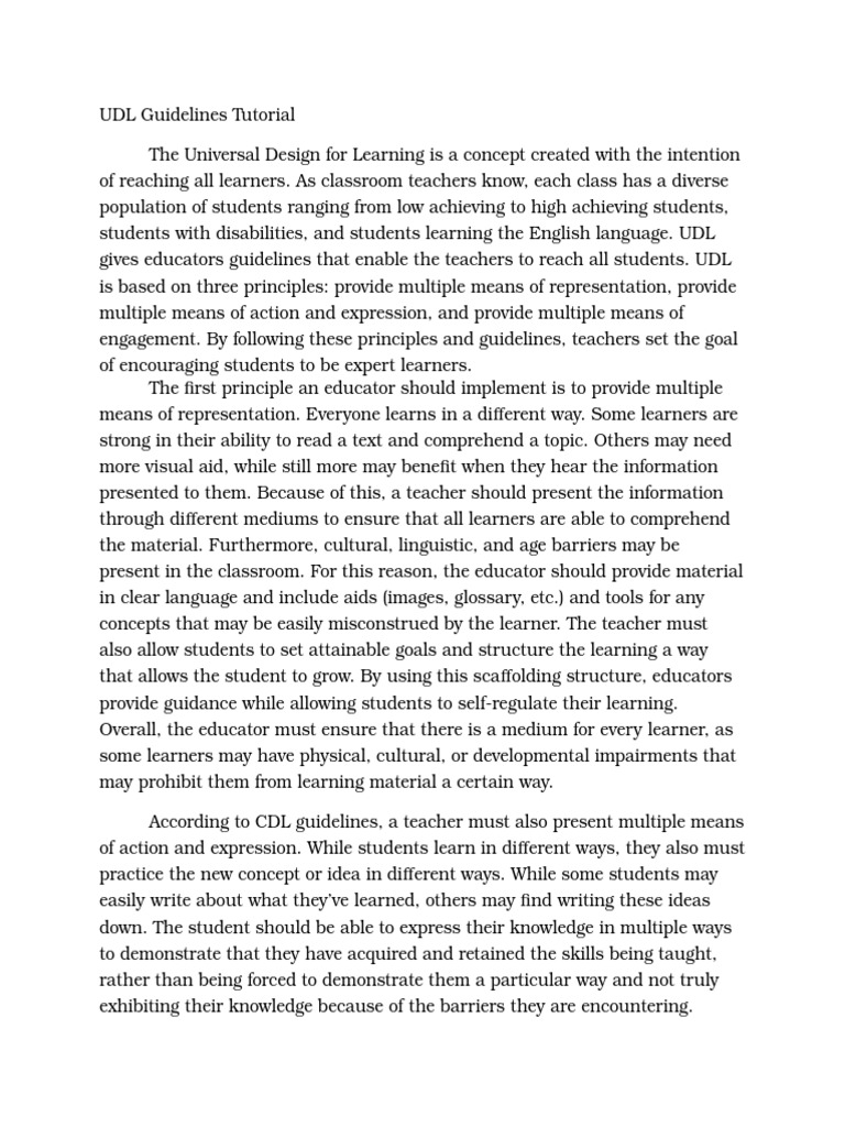 UDL Guidelines for Inclusive Teaching | PDF | Education Theory | Cognition