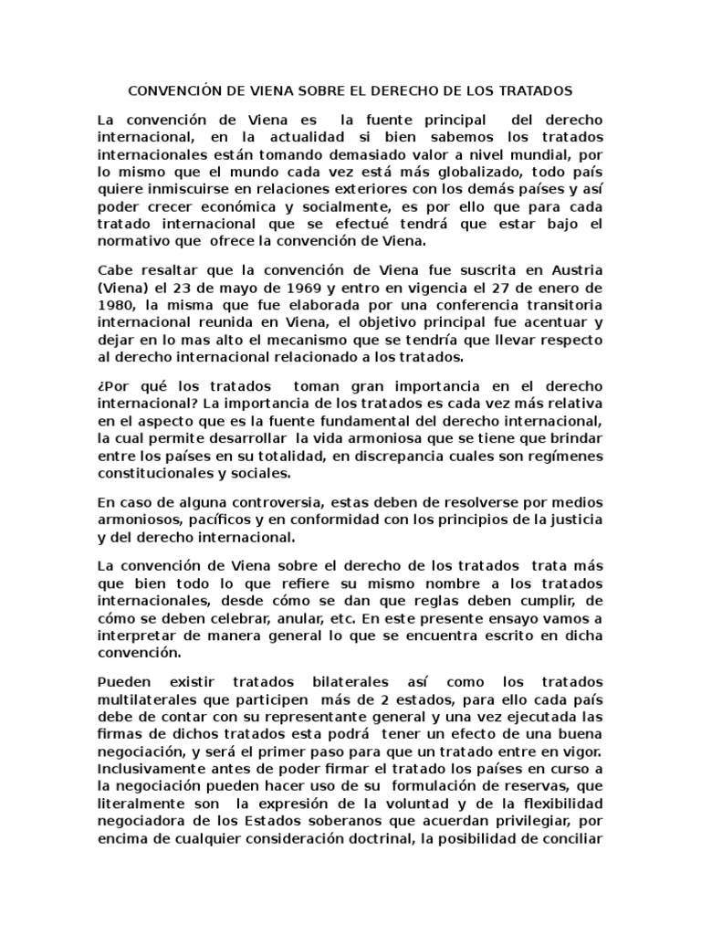 Convención de Viena Sobre El Derecho de Los Tratados | PDF | Tratado ...
