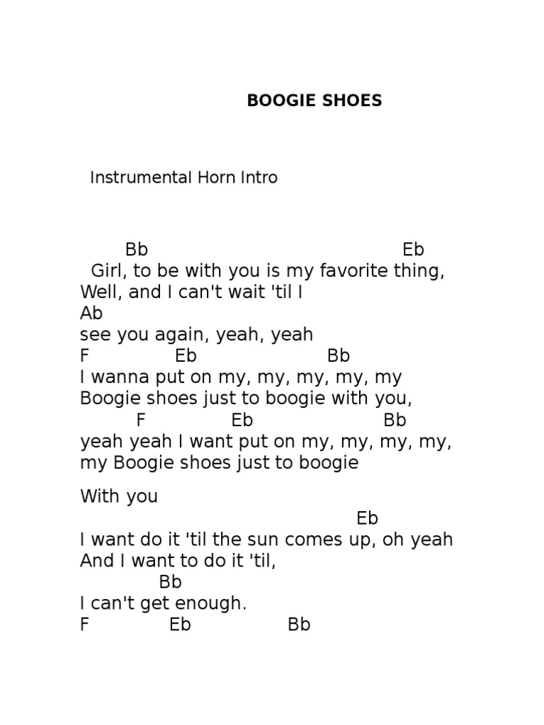 Boogie Shoes Instrumental Horn Intro PDF