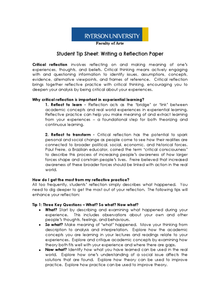Student Guide to Reflective Writing | PDF | Reflective Practice ...
