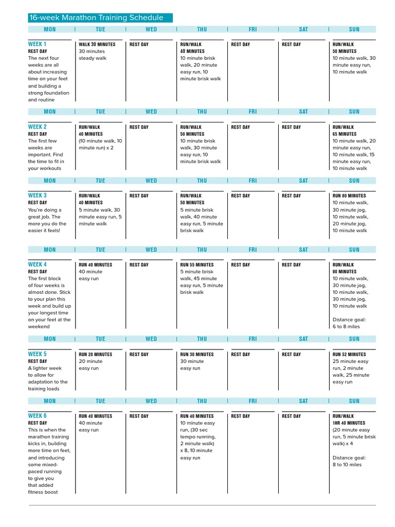 Marathon Training Schedule | PDF | Sports