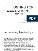 Accounting For Management: Mukesh Arora Faculty MBA CBS, Landran (Mohali)