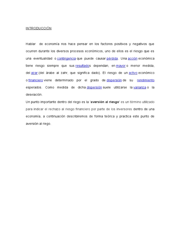 Aversión Al Riesgo Aversión al riesgo Inversiones