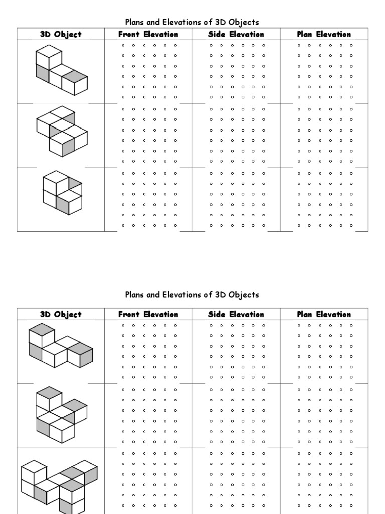 Plans and Elevations of 3D Shapes | PDF