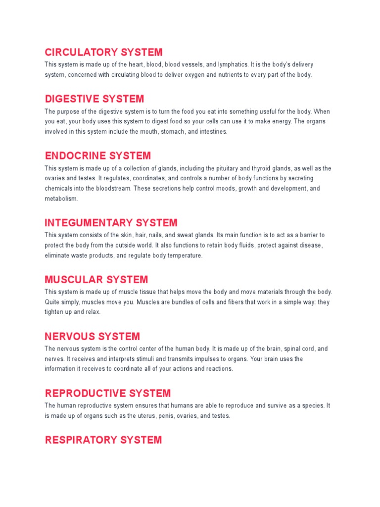 Overview of Human Organ Systems | PDF | Human Body | Blood