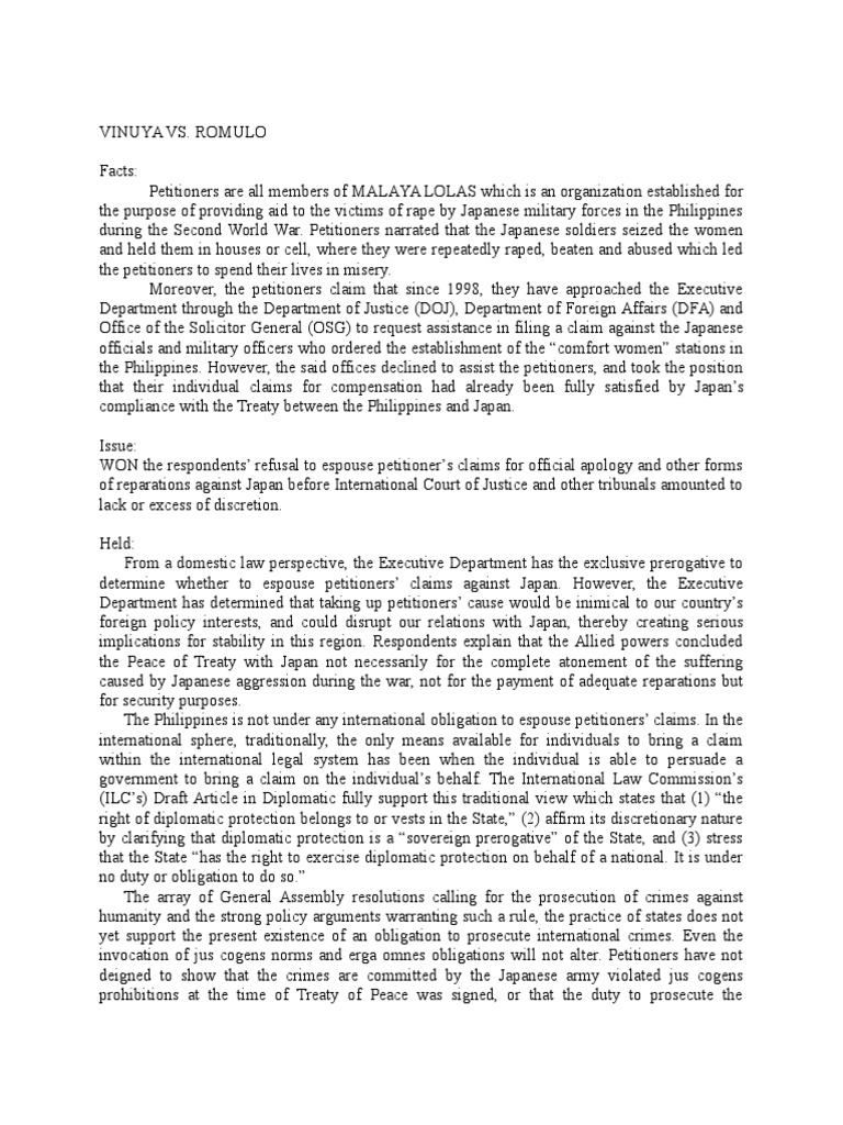 Vinuya vs romulo pdf international law government